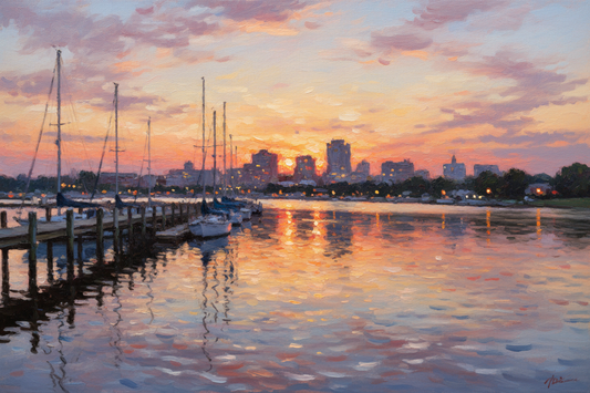 New Bern waterfront at sunset — Chapter 8